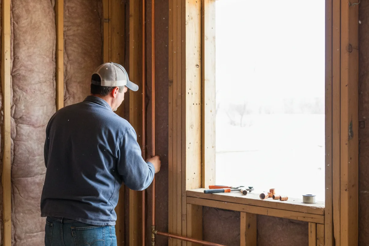Licensed plumber running new copper supply lines in a Upsala home