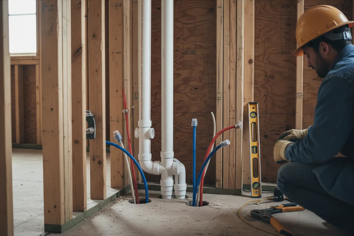 Drain and supply rough-in during Leak Detection in Upsala