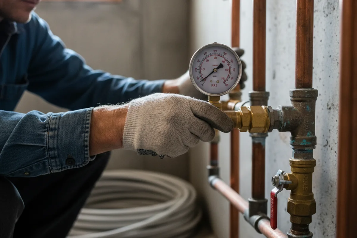 Pressure testing a repaired line during Water Line Repair in Upsala